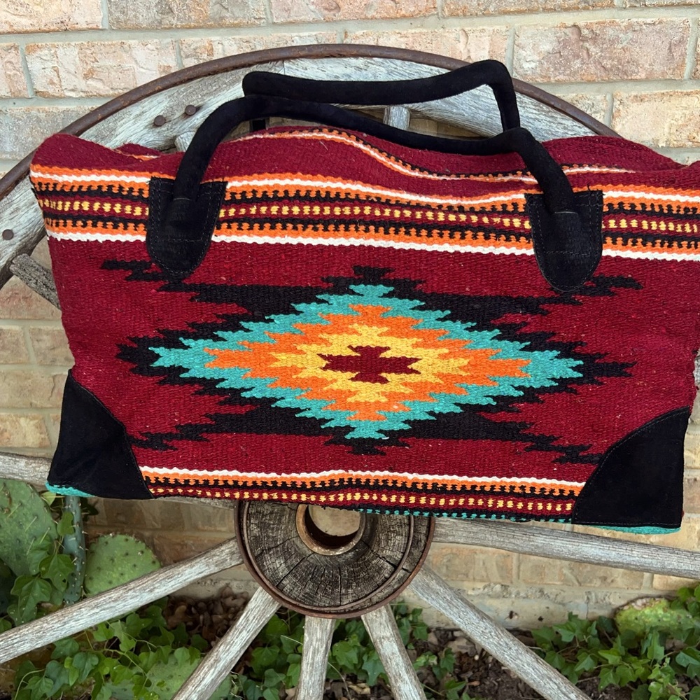 New Beautiful Hand Woven Saddle Blanket Weekender Bag